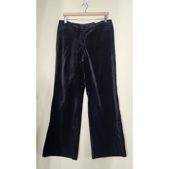 Ann Taylor Loft Julie Flare Stretch Velvet Pants Trouser Womens 10 Black Classic - Picture 1 of 9
